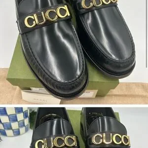Gucci | Shoes | Mens Gucci Gold Logo Embellished Leather  display picture 3